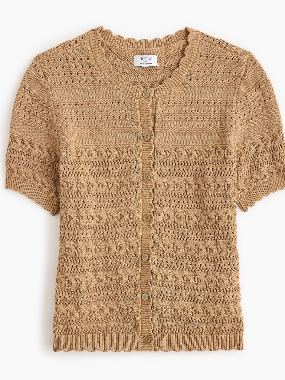 NWT J.Crew Factory Short-sleeve Pointelle Cardigan Sweater